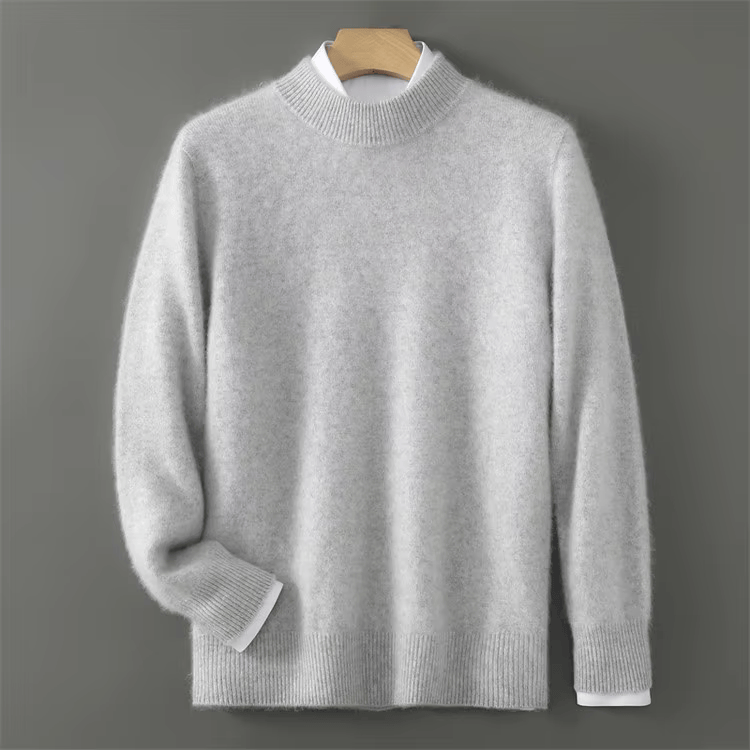 Men's Brushed Soft Knit Sweater, Mock Neck Classic Pullover