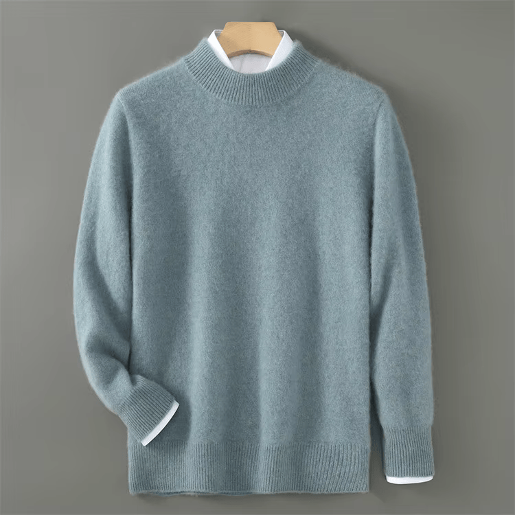 Men's Brushed Soft Knit Sweater, Mock Neck Classic Pullover