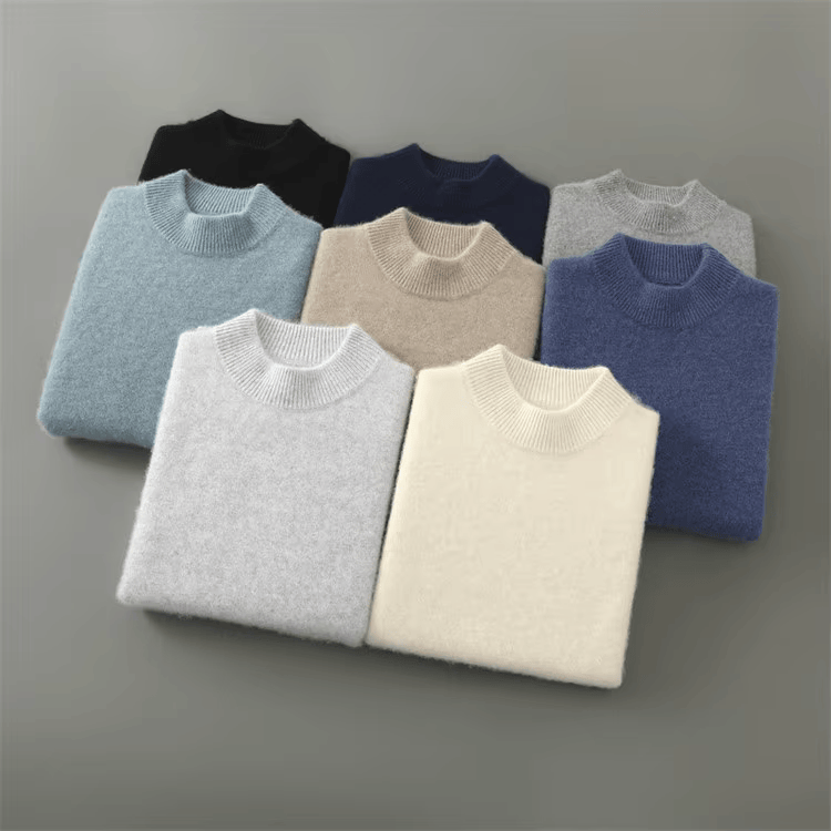 Men's Brushed Soft Knit Sweater, Mock Neck Classic Pullover