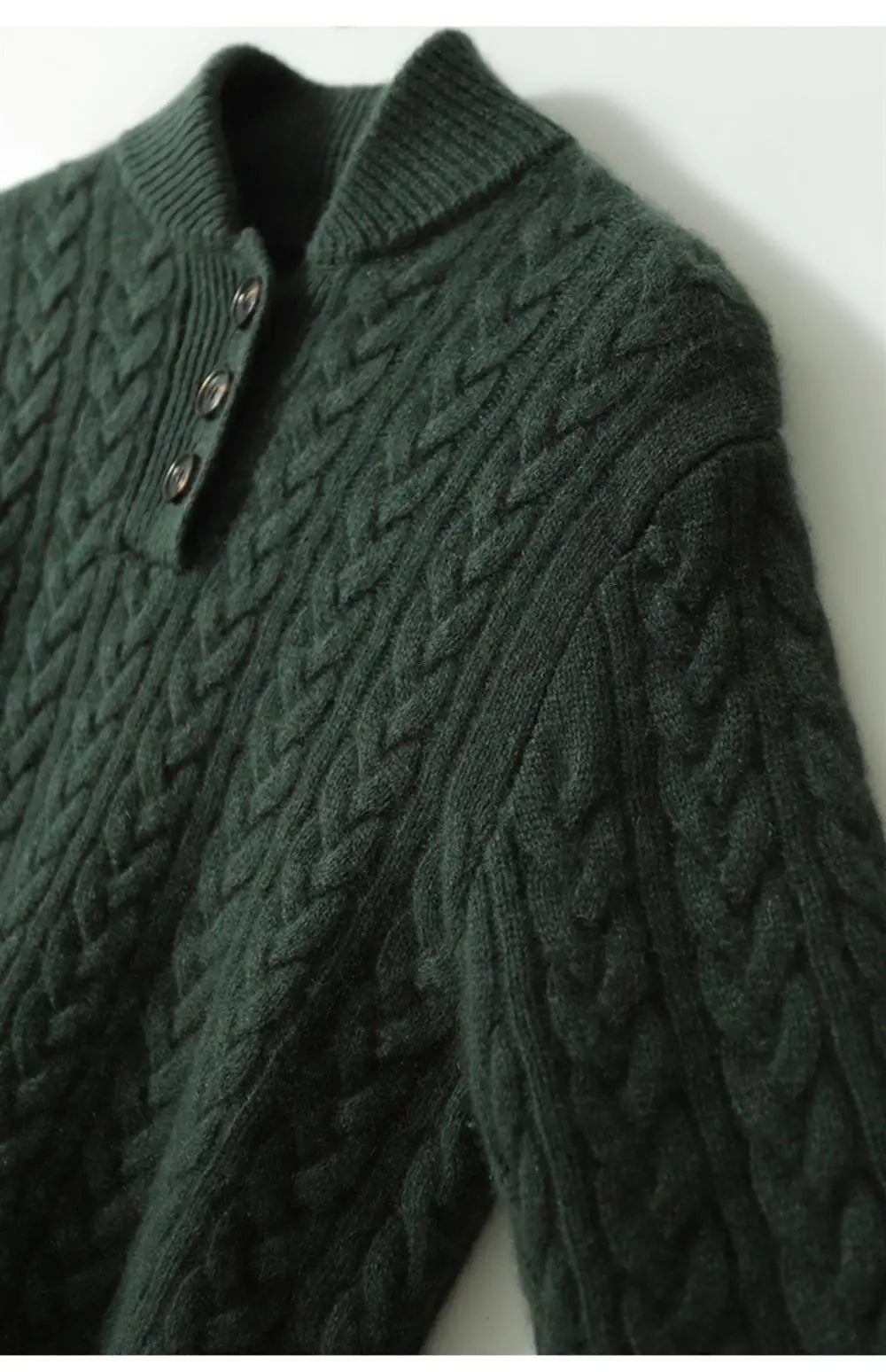 Women's Cable Knit Button Neck Sweater, Stand Collar Henley Pullover