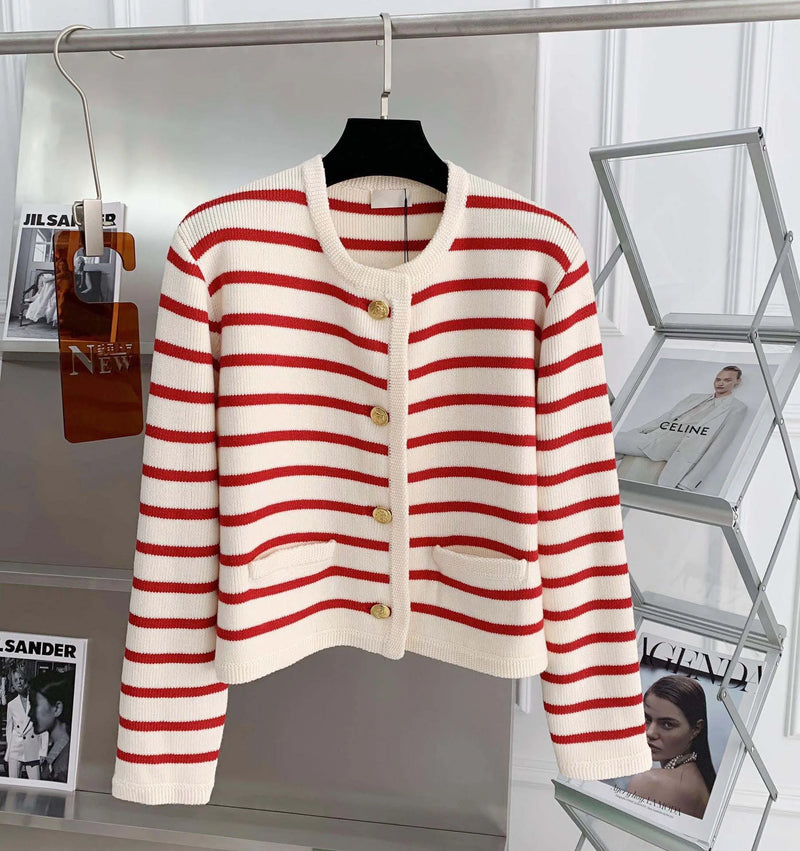 Women's Striped Knit Cardigan, Oversized Winter Cardigan