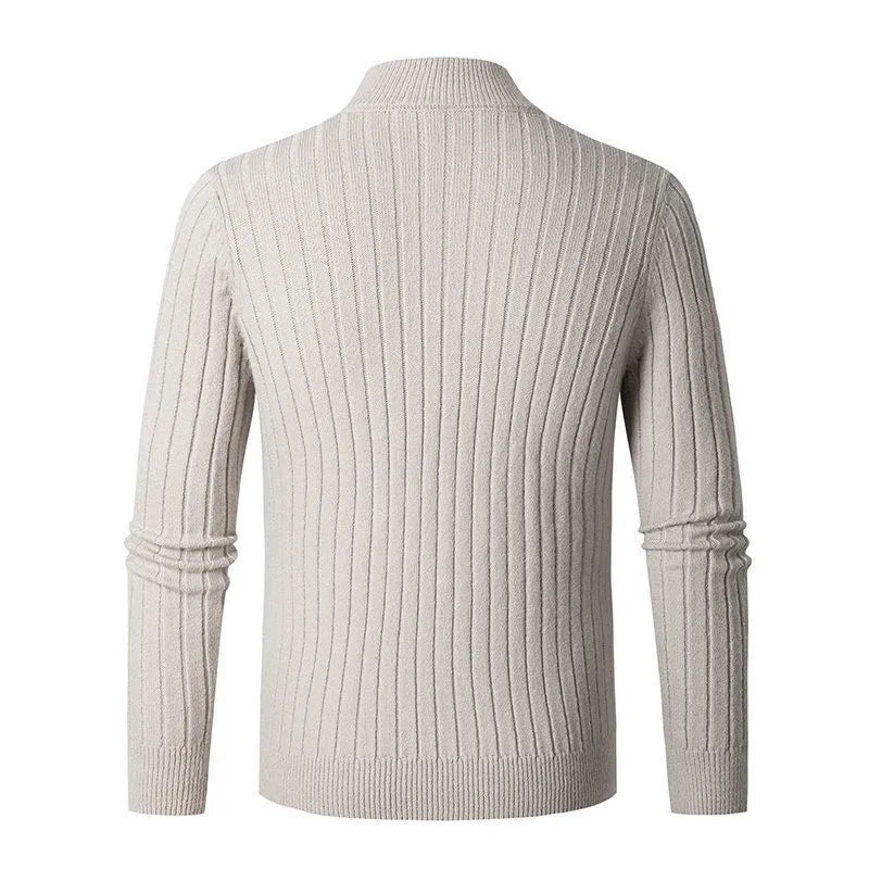 Men's Half-Zip Ribbed Quarter-Zip Sweater, Knit Ribbed Pullover