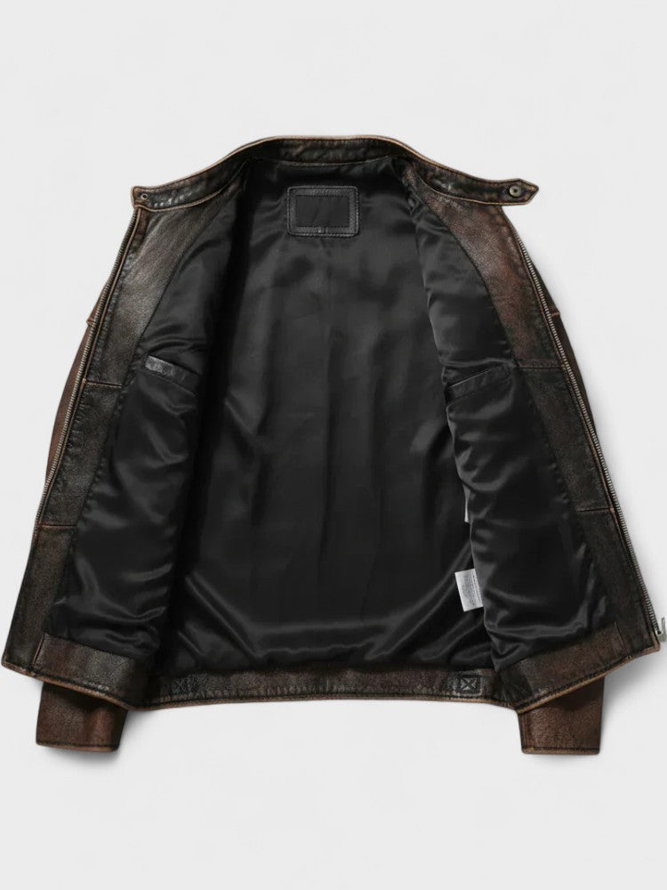 Men's Faux-Leather Zip Jacket, Moto Winter Jacket