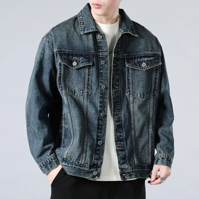 Men's Denim Trucker Jacket, Button-Front Winter Jacket