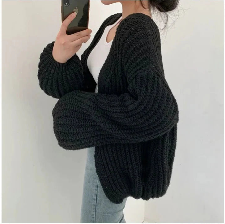 Women's Chunky Knit Cardigan, Oversized Winter Cardigan