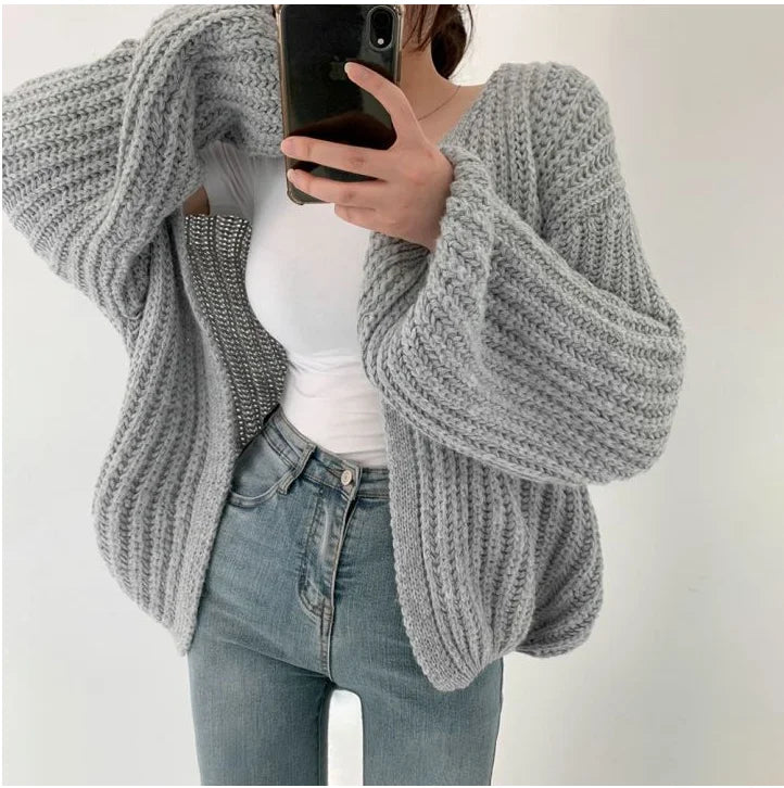 Women's Chunky Knit Cardigan, Oversized Winter Cardigan