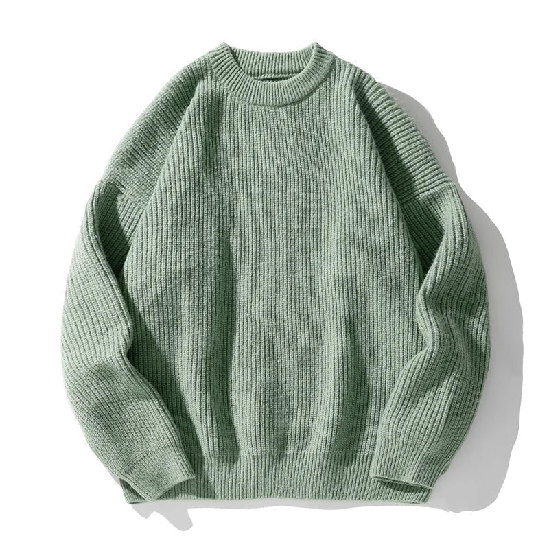 Men's Ribbed Mock-Neck Sweater, Oversized Winter Pullover