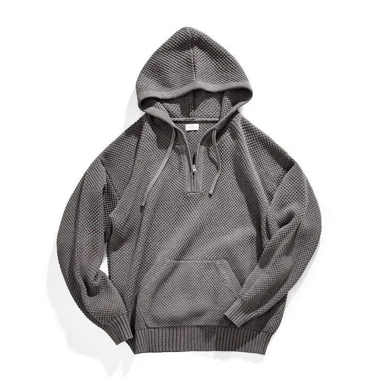 Men's Textured Knit Hoodie, Oversized Cozy Sweatshirt