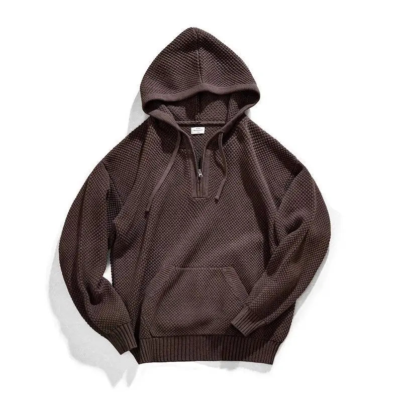 Men's Textured Knit Hoodie, Oversized Cozy Sweatshirt