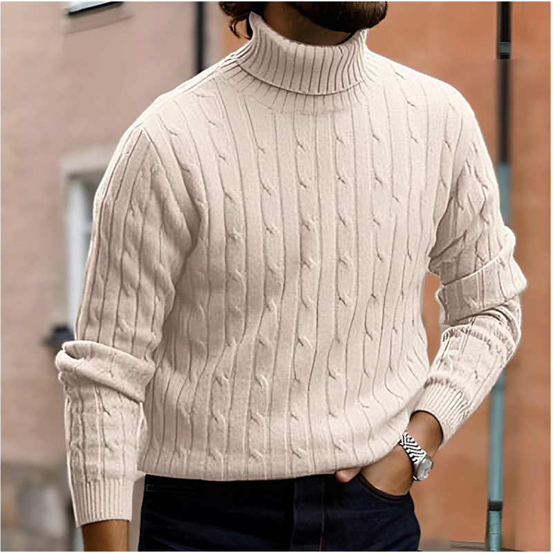 Men's Cable-Knit Sweater, Turtleneck Pullover