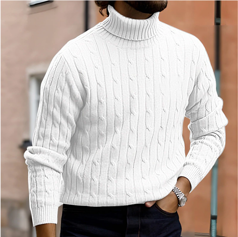 Men's Cable-Knit Sweater, Turtleneck Pullover