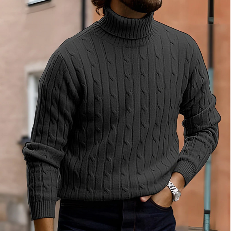 Men's Cable-Knit Sweater, Turtleneck Pullover
