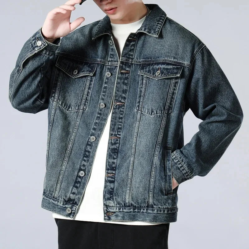 Men's Denim Trucker Jacket, Button-Front Winter Jacket