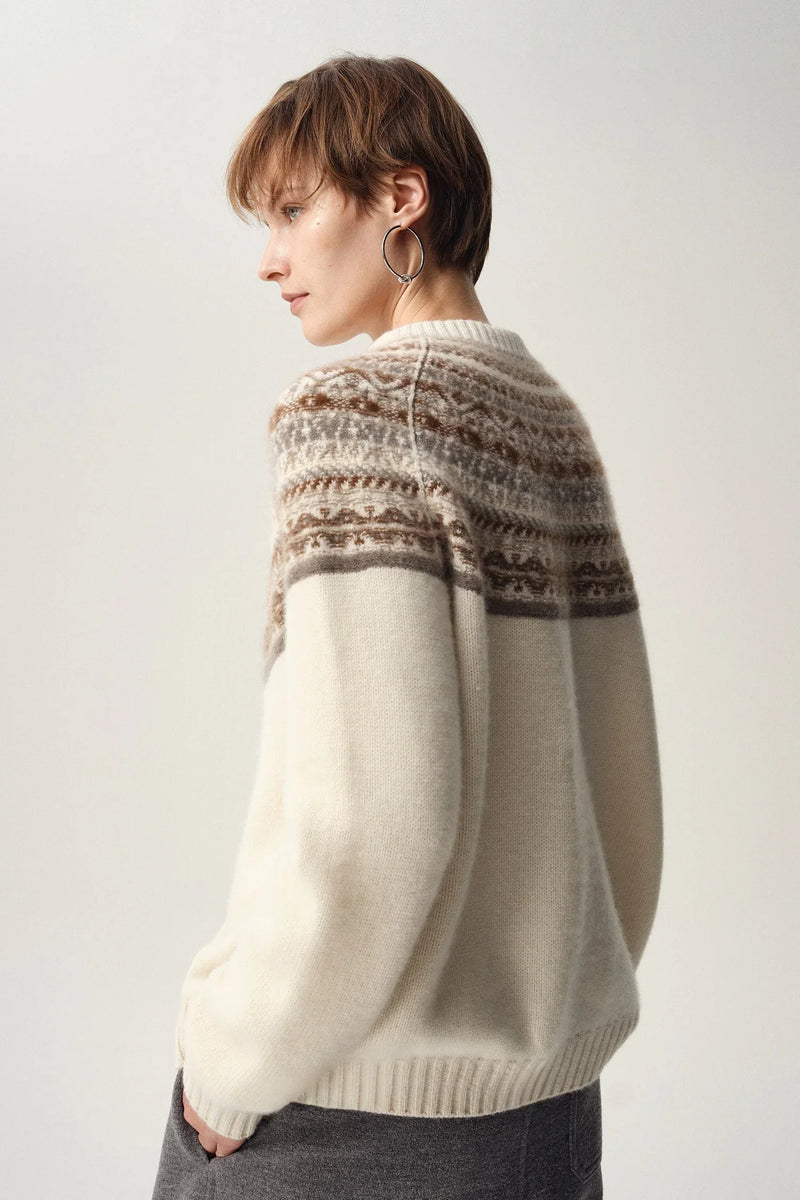 Women's Fair-Isle Knit Cardigan, Oversized Winter Cardigan