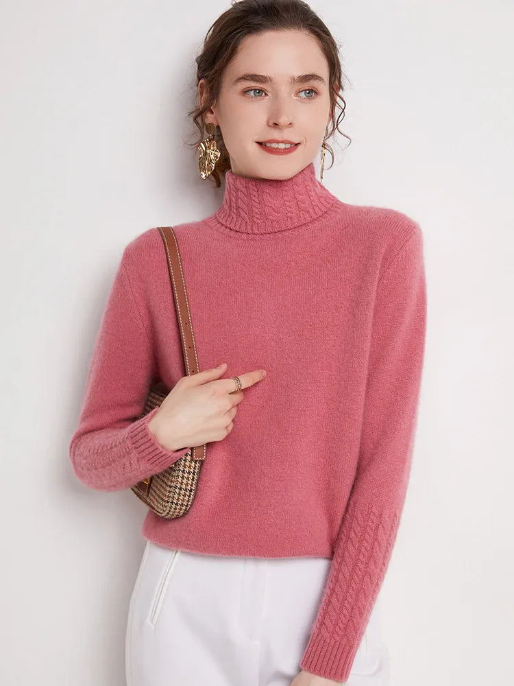 Women's Turtleneck Soft-Knit Sweater, Crewneck Pullover