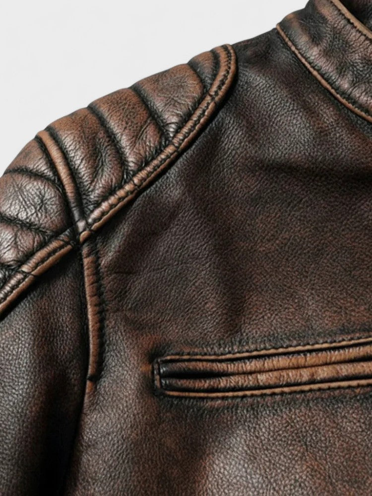 Men's Faux-Leather Zip Jacket, Moto Winter Jacket