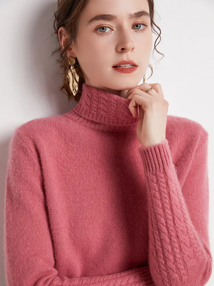 Women's Turtleneck Soft-Knit Sweater, Crewneck Pullover