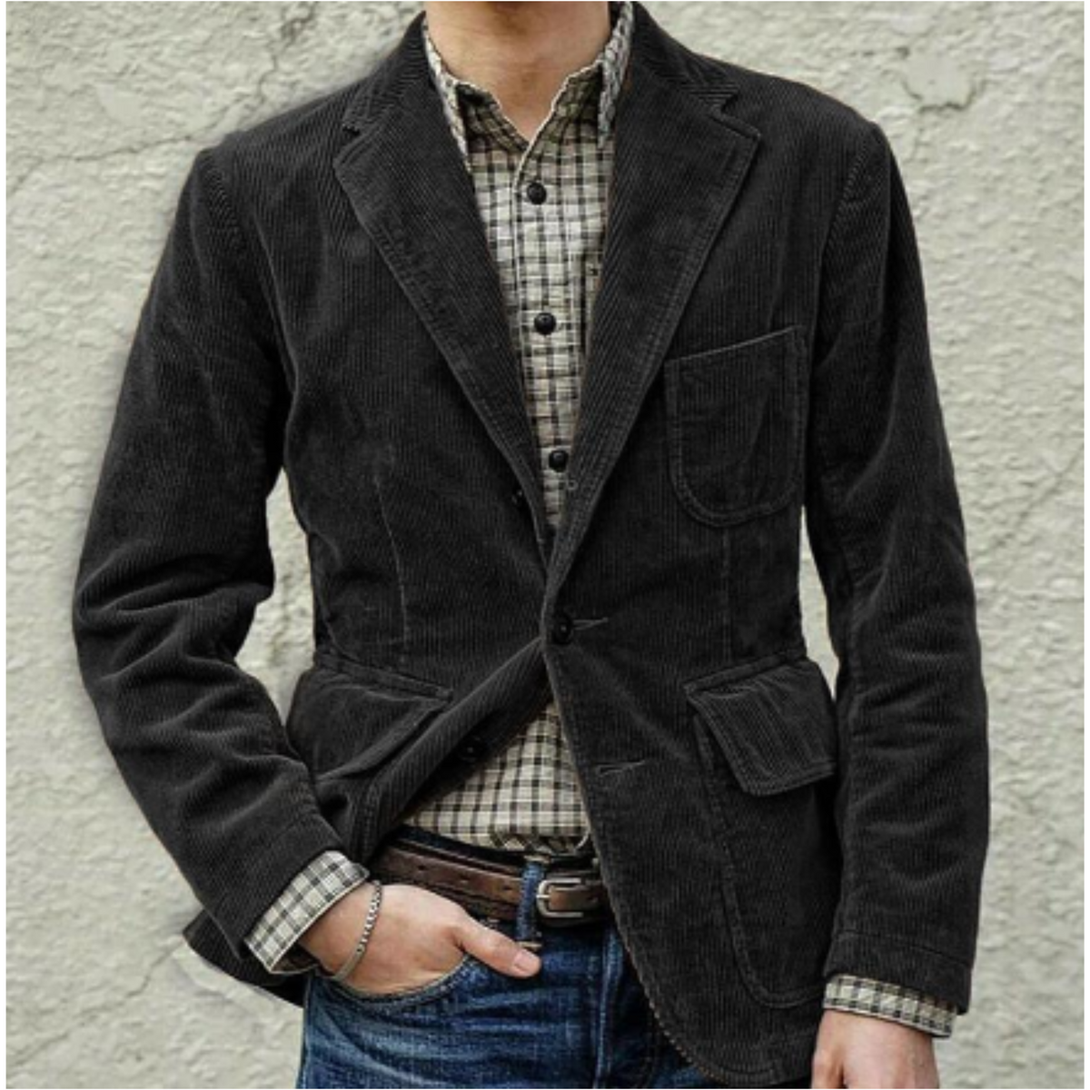 Men's Vintage Tailored Blazer, Button-Front Structured Blazer