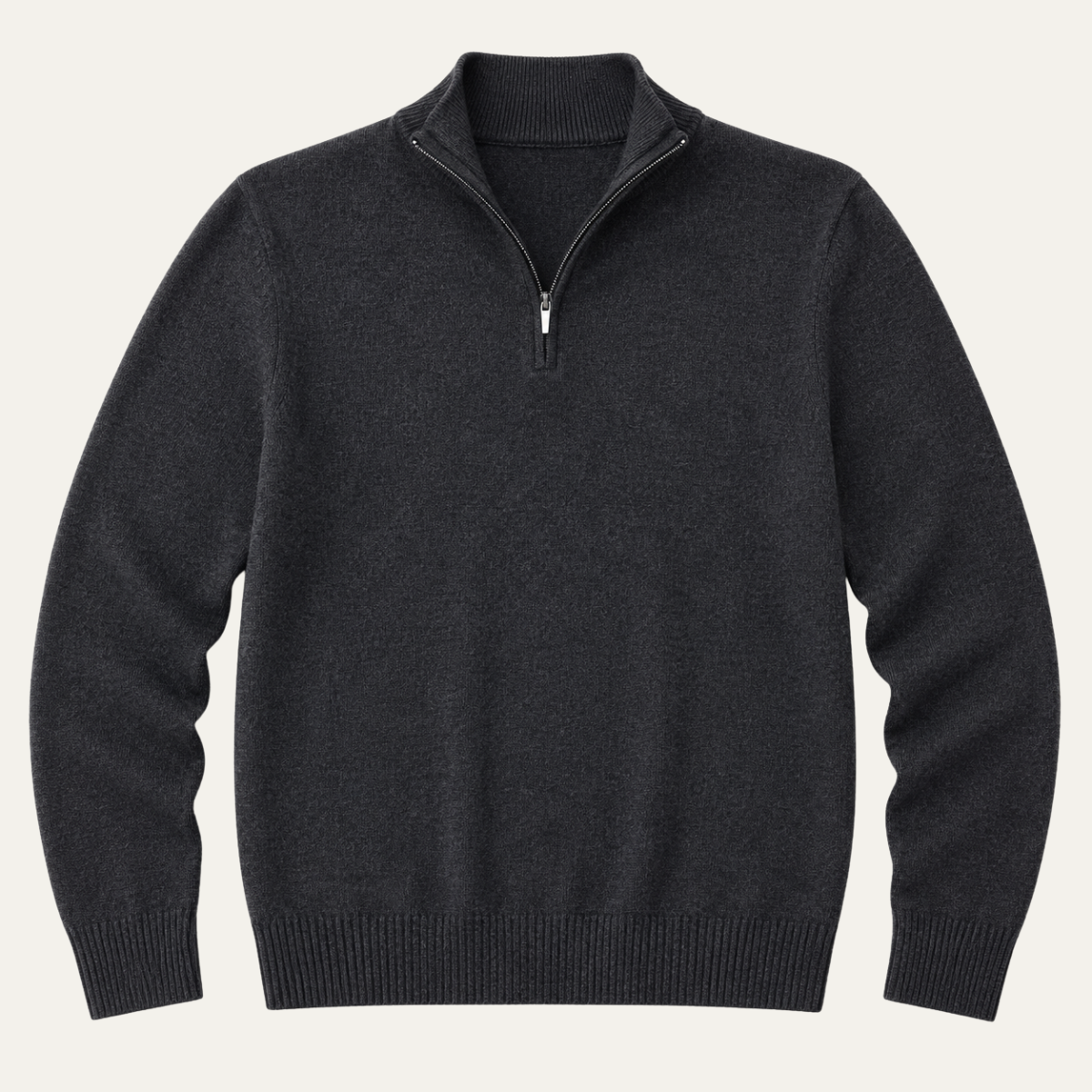 Men's Heathered Knit Quarter Zip Sweater, Stand Collar Classic Pullover