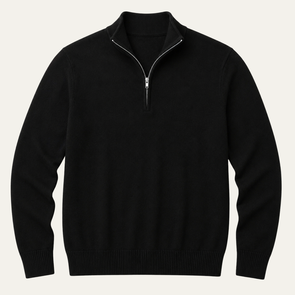 Men's Lightweight Quarter Zip Sweater, Fine Knit Mock Neck Layering Pullover