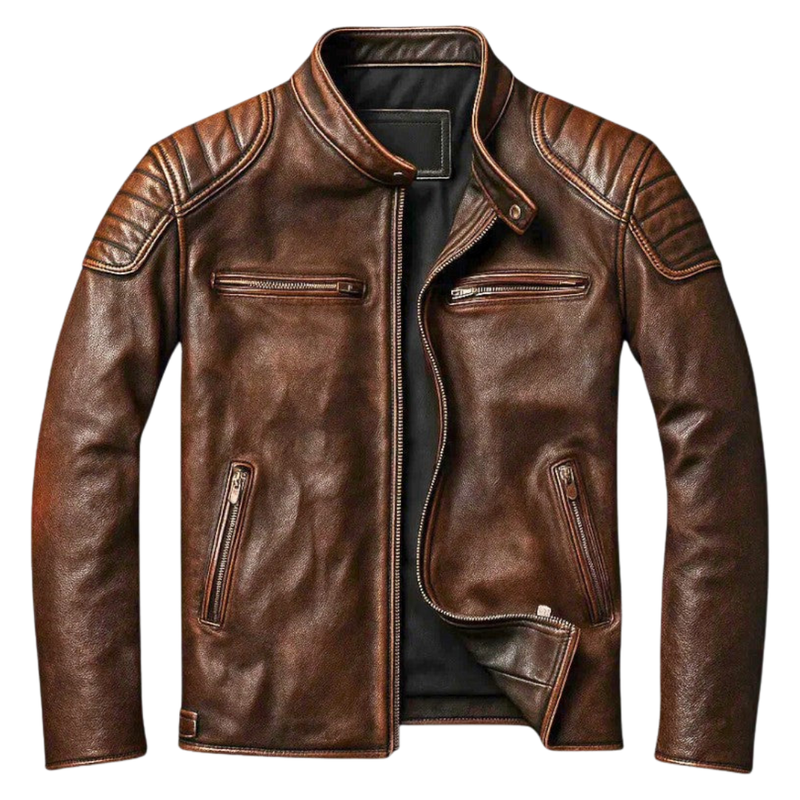 Men's Faux-Leather Zip Jacket, Moto Winter Jacket