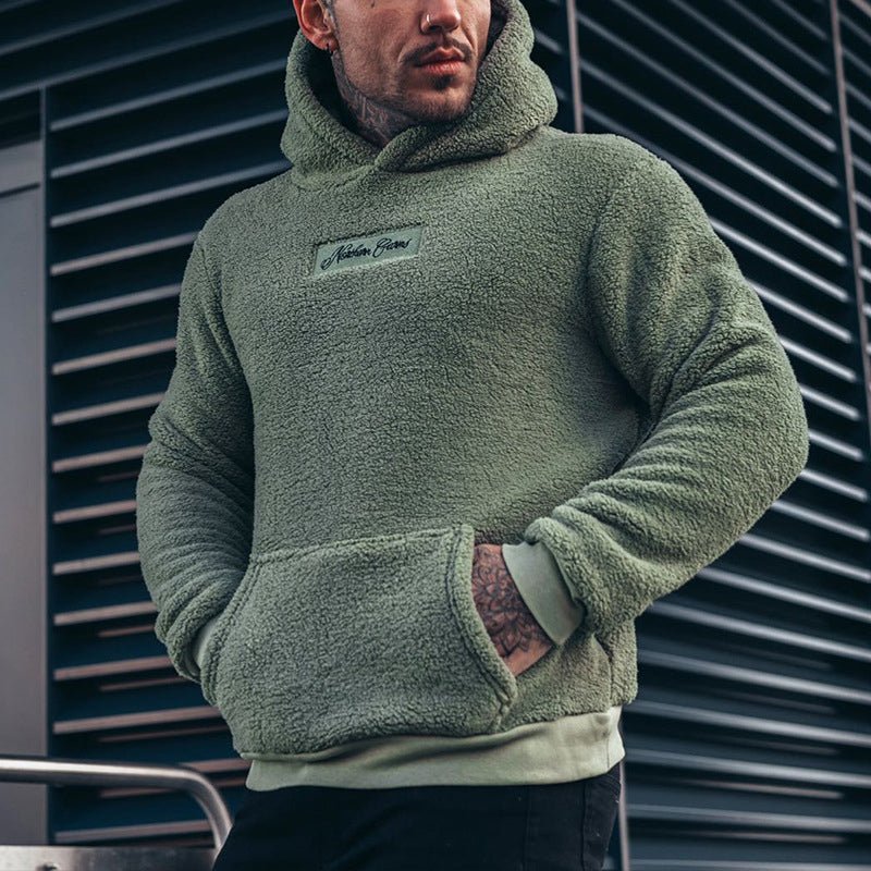 Men's Hooded Sherpa Hoodie, Oversized Cozy Sweatshirt