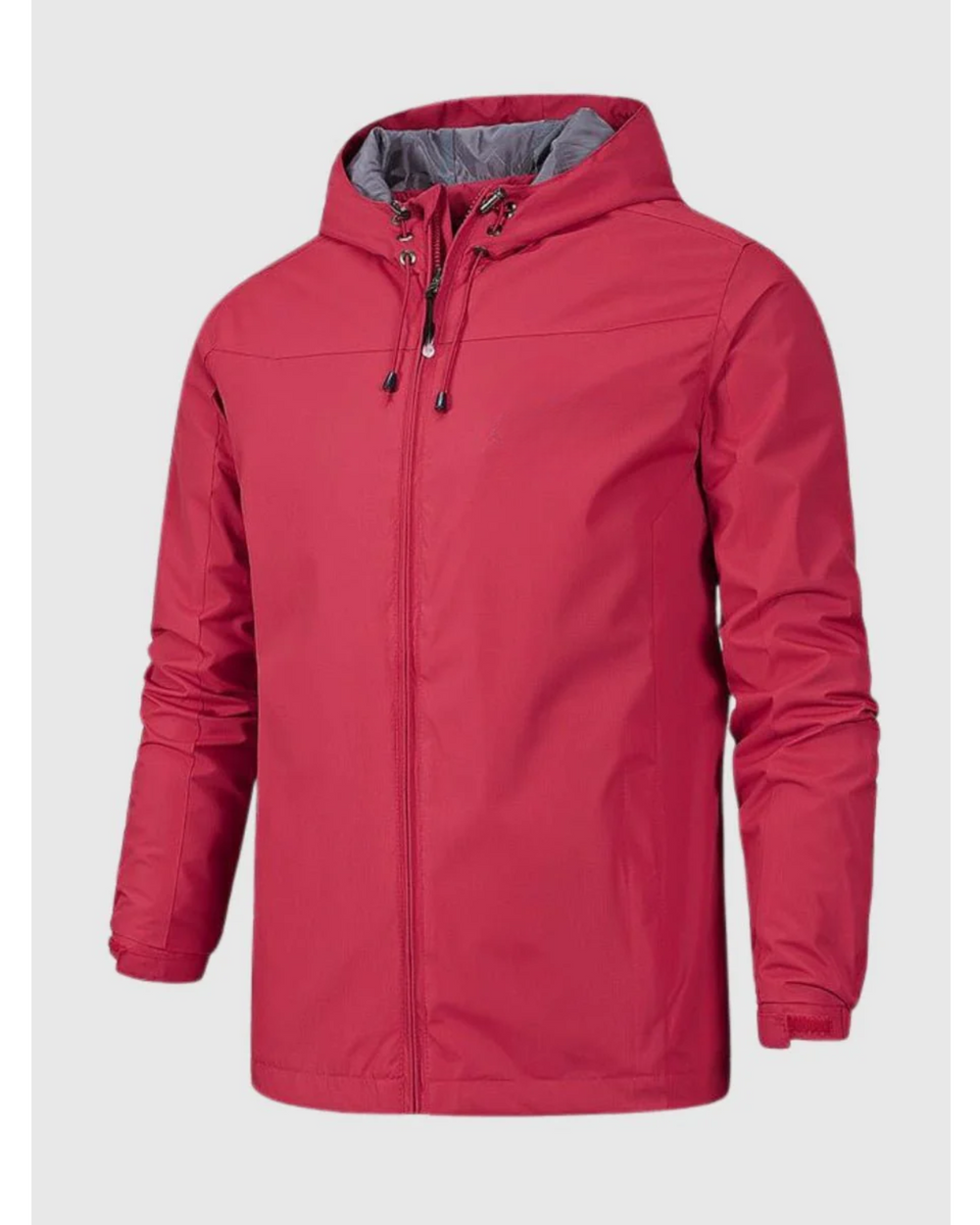 Men's Lightweight Hooded Shell Jacket, Zip Up Drawcord Hood Windbreaker