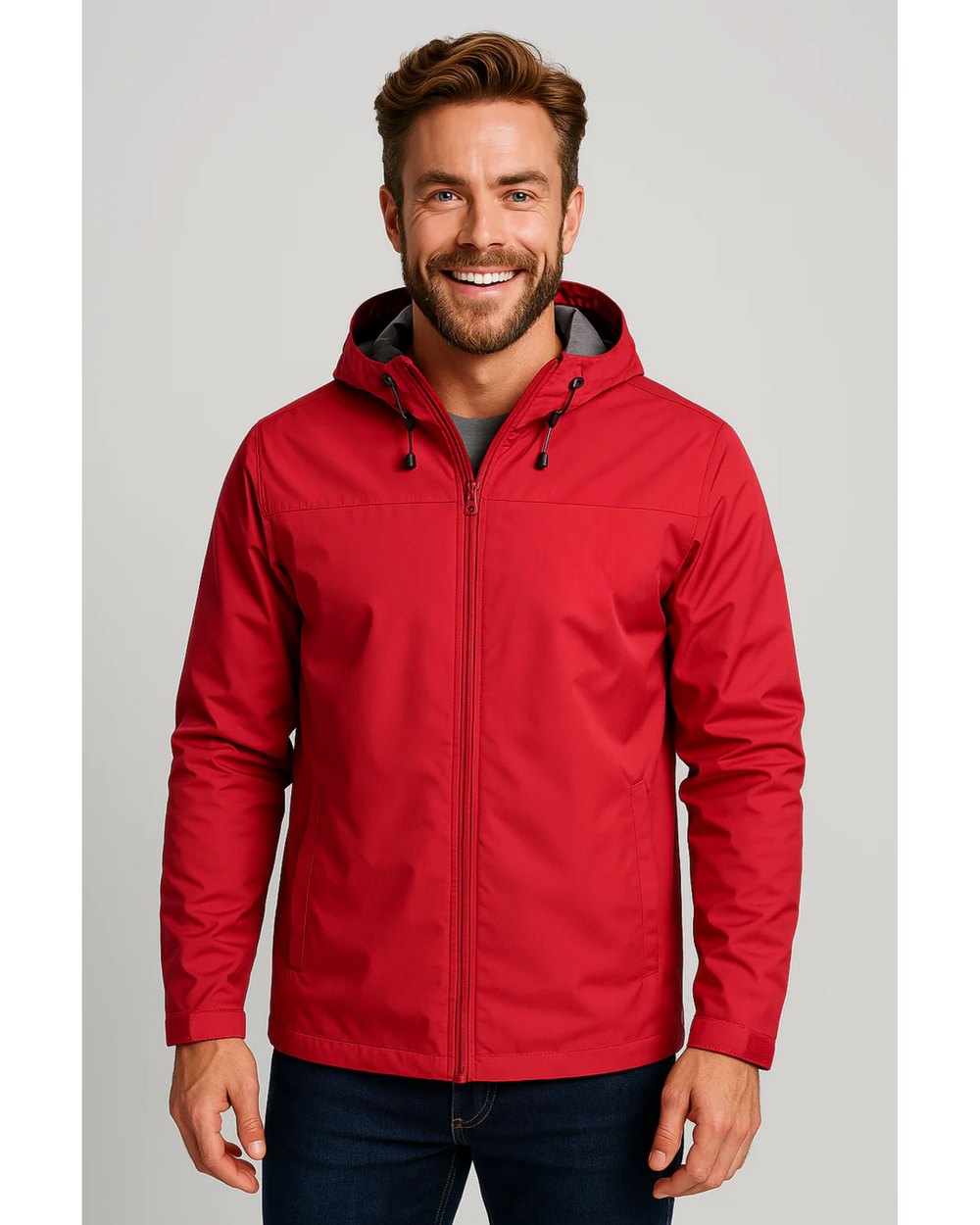 Men's Lightweight Hooded Shell Jacket, Zip Up Drawcord Hood Windbreaker