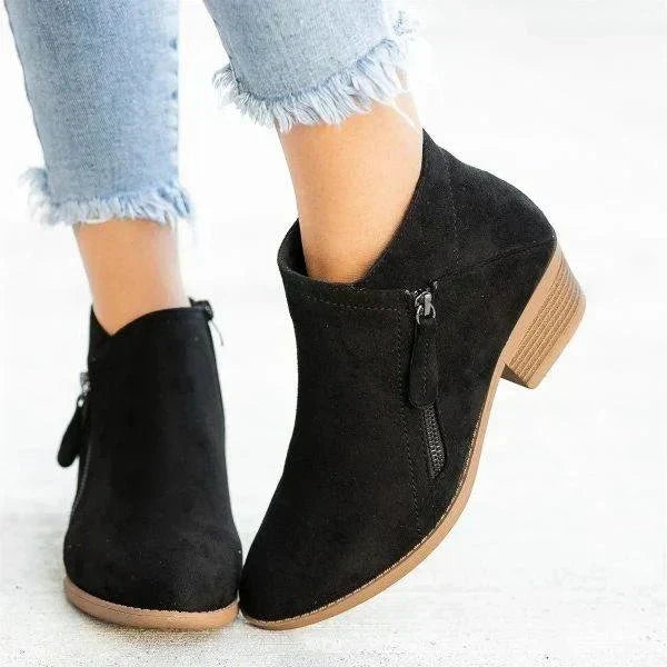 Women's Side-Zip Ankle Boots, Low-Heel Winter Boots