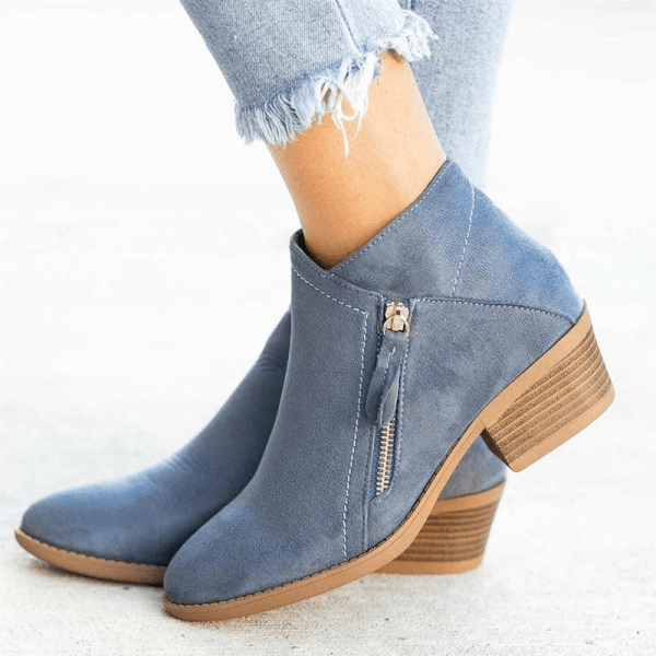 Women's Side-Zip Ankle Boots, Low-Heel Winter Boots