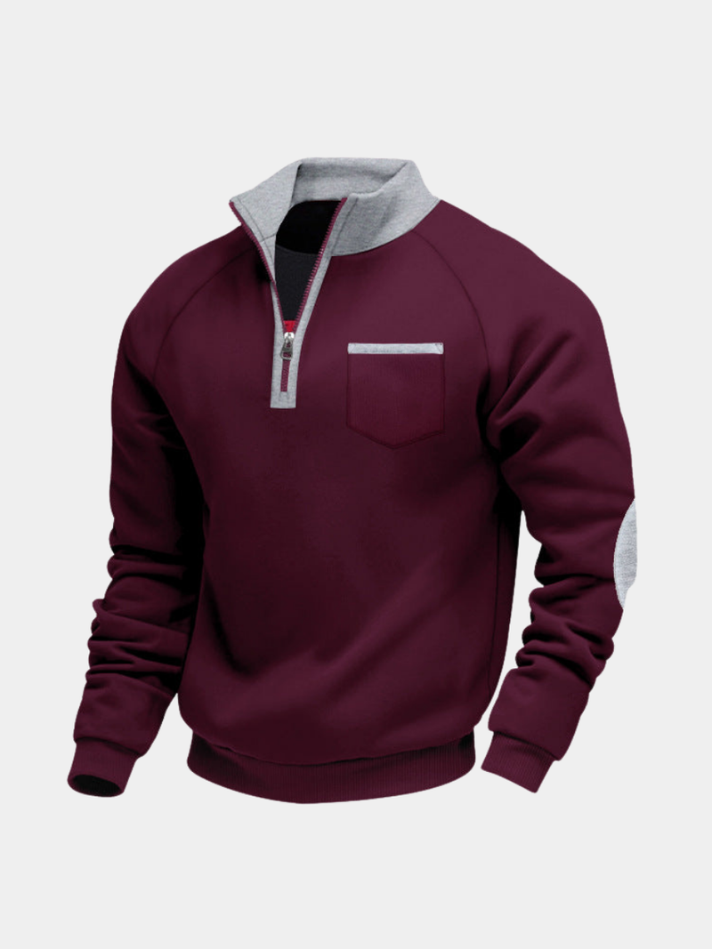 Men's Half-Zip Fleece Quarter-Zip Sweater, Winter Ribbed Pullover
