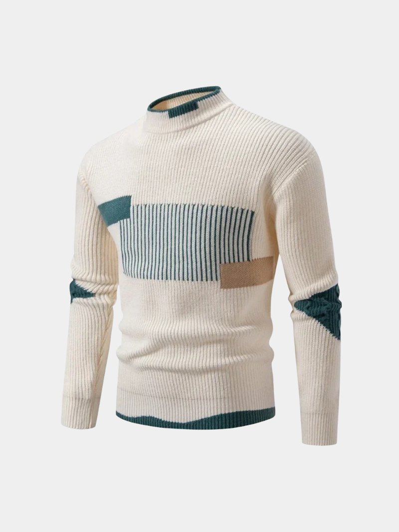 Men's Pattern Knit Sweater, Crewneck Pullover