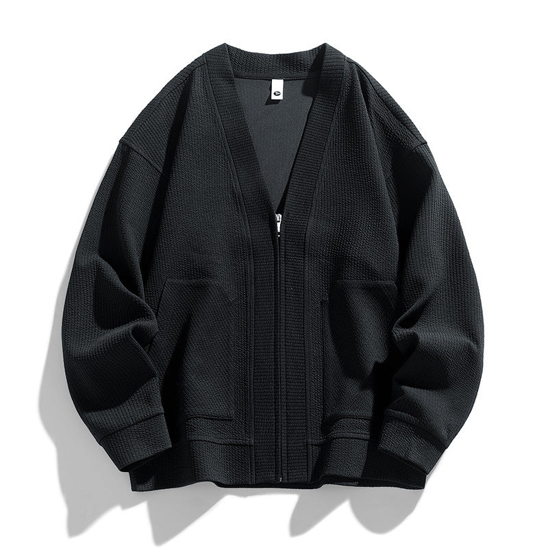 Men's Button-Front Knit Cardigan, Oversized Winter Cardigan