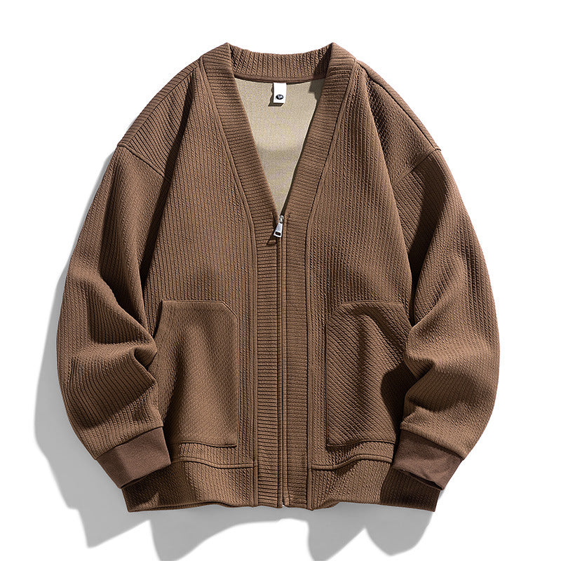 Men's Button-Front Knit Cardigan, Oversized Winter Cardigan