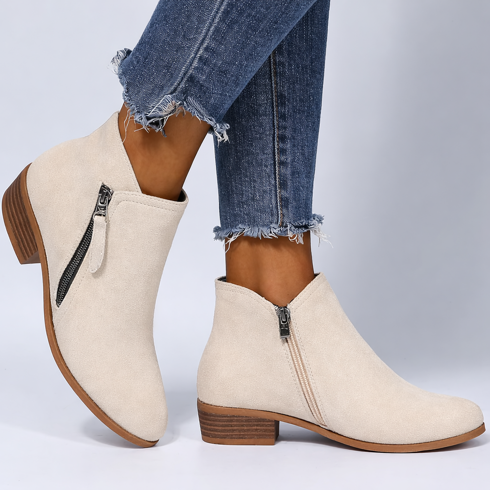 Women's Side-Zip Ankle Boots, Low-Heel Winter Boots