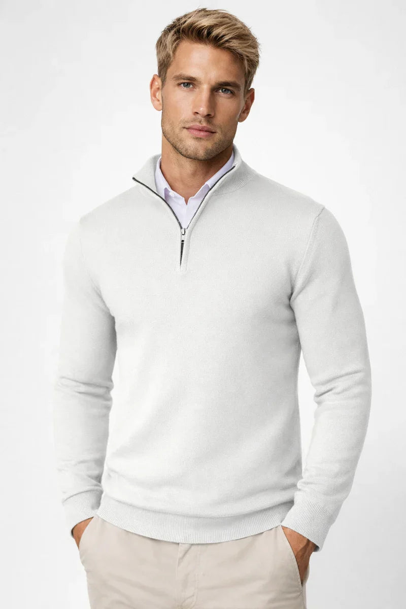 Men's Lightweight Quarter Zip Sweater, Fine Knit Mock Neck Layering Pullover