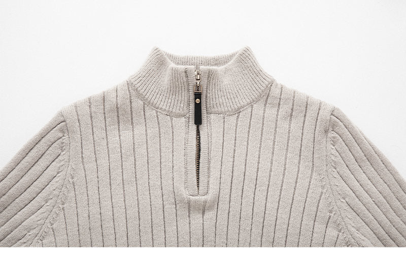 Men's Half-Zip Turtleneck Sweater, Quarter-Zip Winter Pullover