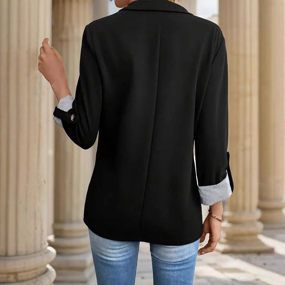 Women's Notch-Lapel Open-Front Blazer, Tailored Structured Blazer