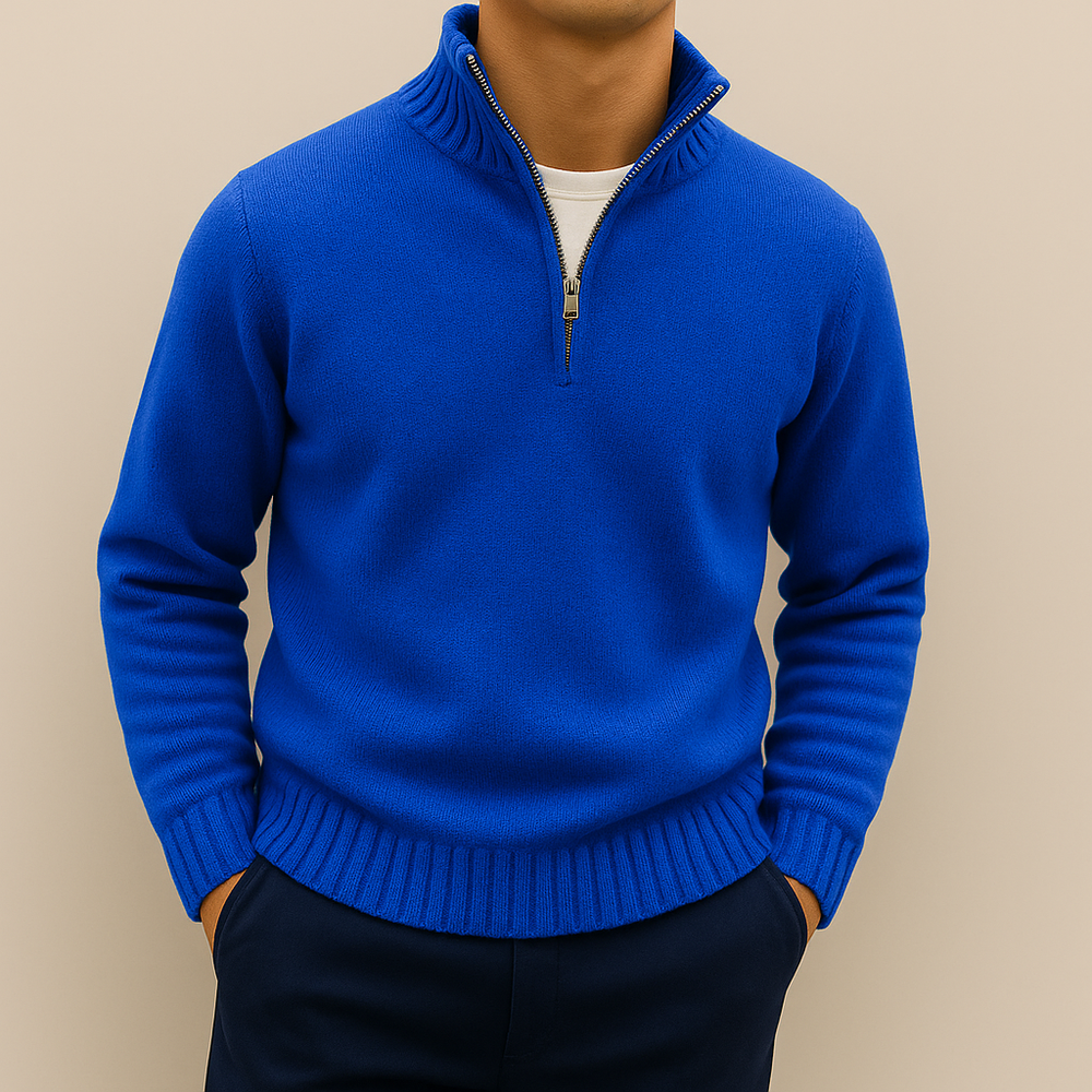 Men's Half-Zip Knit Sweater, Quarter-Zip Winter Pullover
