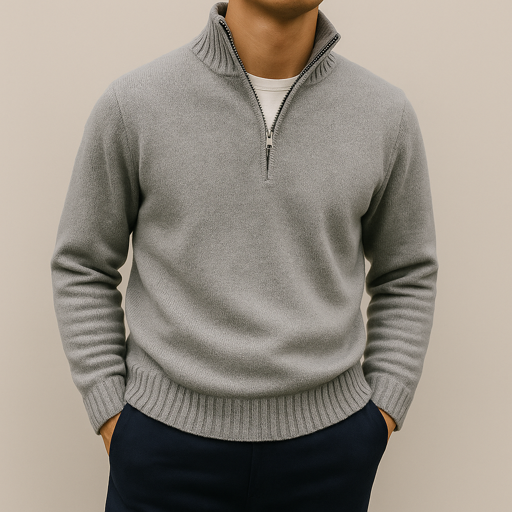 Men's Half-Zip Knit Sweater, Quarter-Zip Winter Pullover