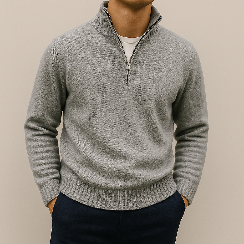 Men's Half-Zip Knit Sweater, Quarter-Zip Winter Pullover