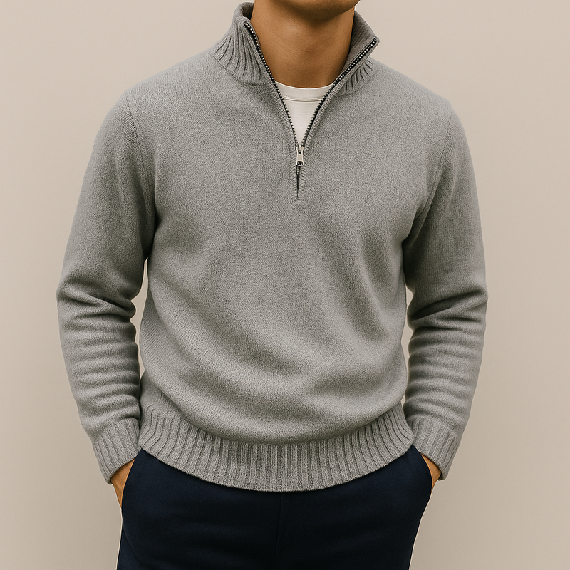 Men's Half-Zip Knit Sweater, Quarter-Zip Winter Pullover