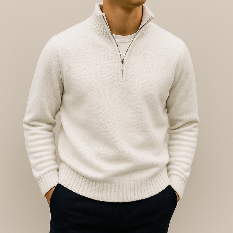 Men's Half-Zip Knit Sweater, Quarter-Zip Winter Pullover