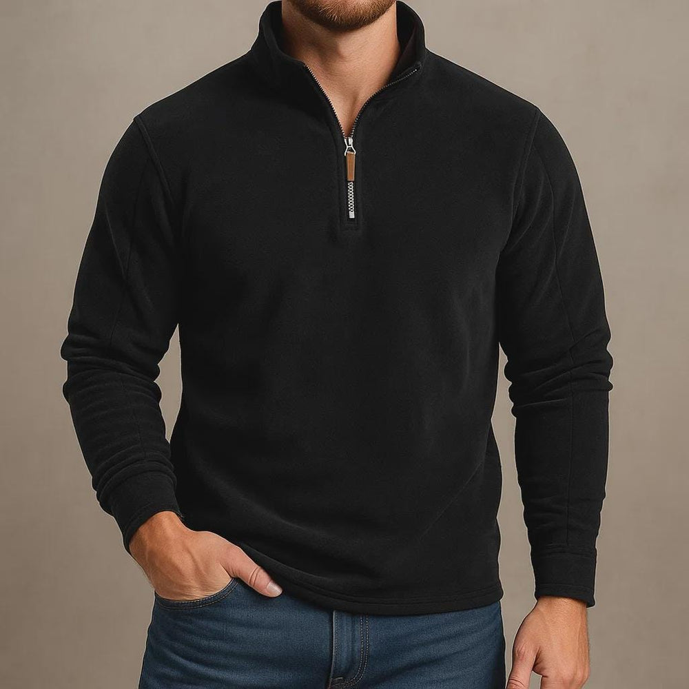 Men's Quarter-Zip Knit Jumper, Long-Sleeve Winter Pullover