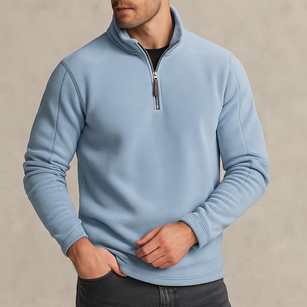 Men's Quarter-Zip Knit Jumper, Long-Sleeve Winter Pullover