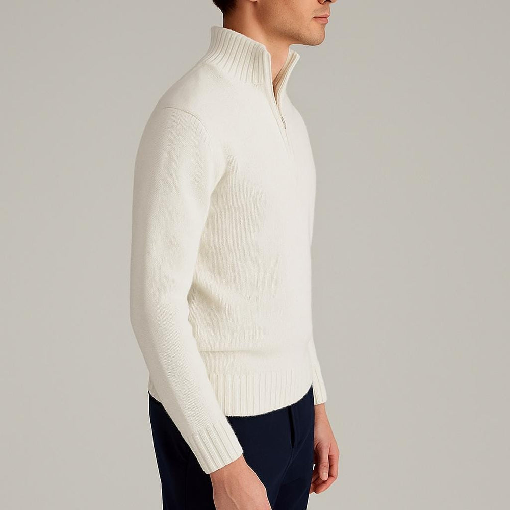 Men's Half-Zip Knit Quarter-Zip Sweater, Oversized Winter Ribbed Pullover