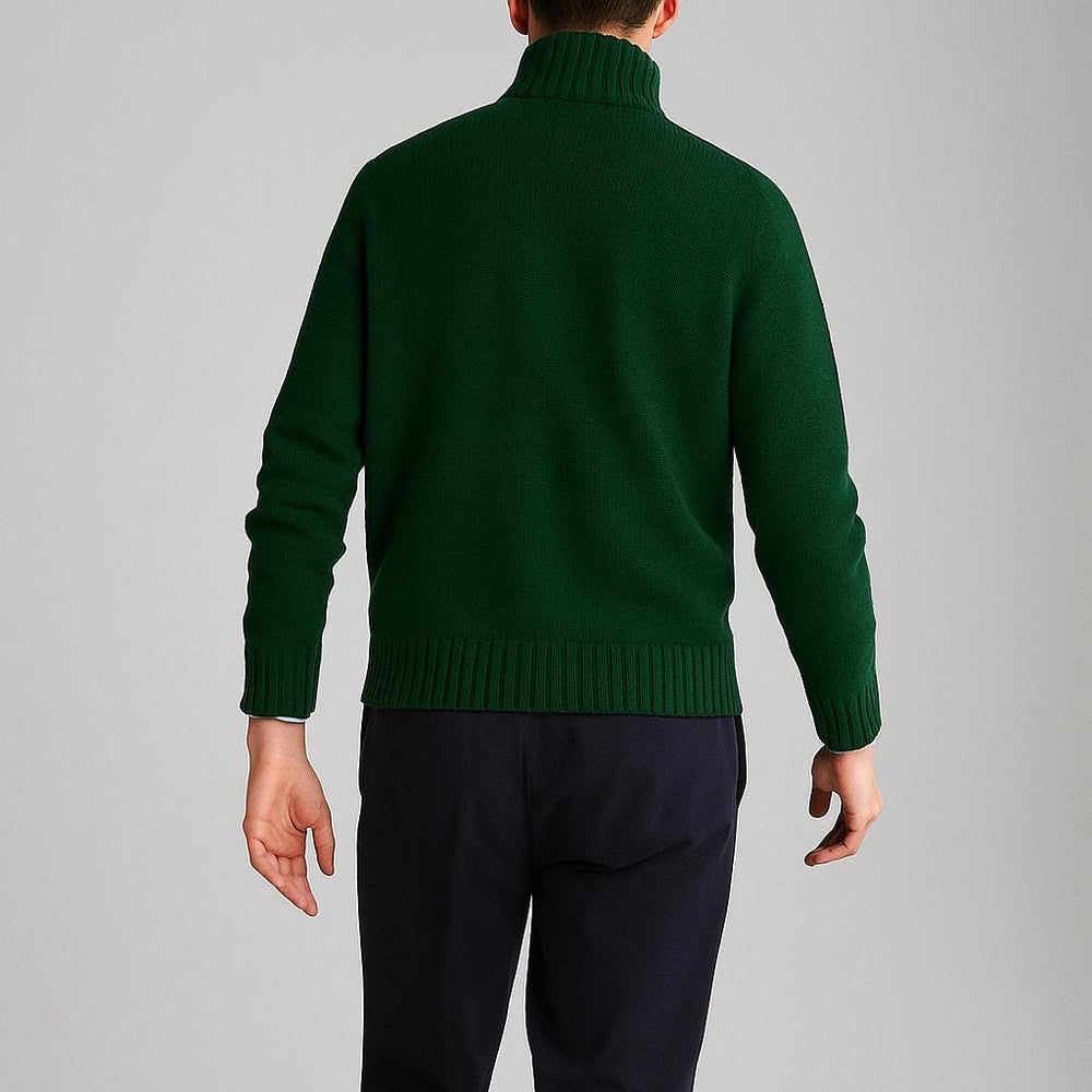 Men's Half-Zip Knit Quarter-Zip Sweater, Oversized Winter Ribbed Pullover