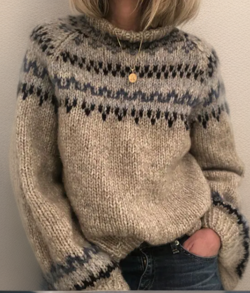 Women's Oversized Knit Sweater, Crewneck Winter Pullover
