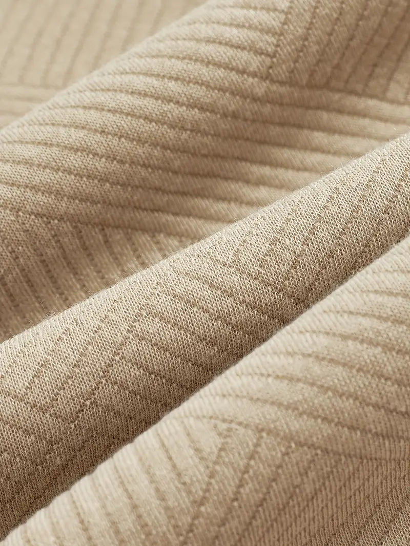 Men's Textured Geometric Quarter Zip Pullover, Polo Collar Sweater