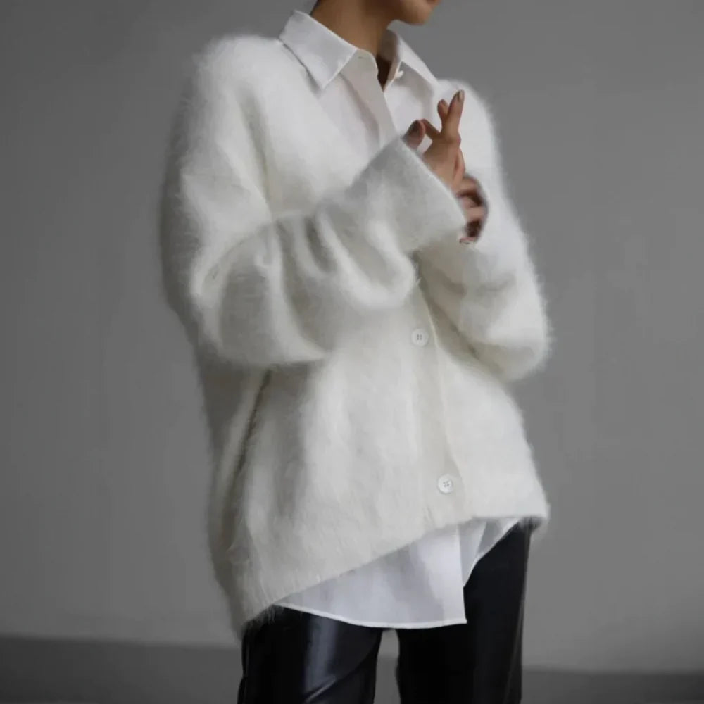 Women's Open-Front Knit Cardigan, Oversized Winter Cardigan